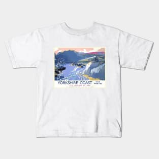 Vintage British Travel Poster: The Yorkshire Coast, Near Whitby Kids T-Shirt